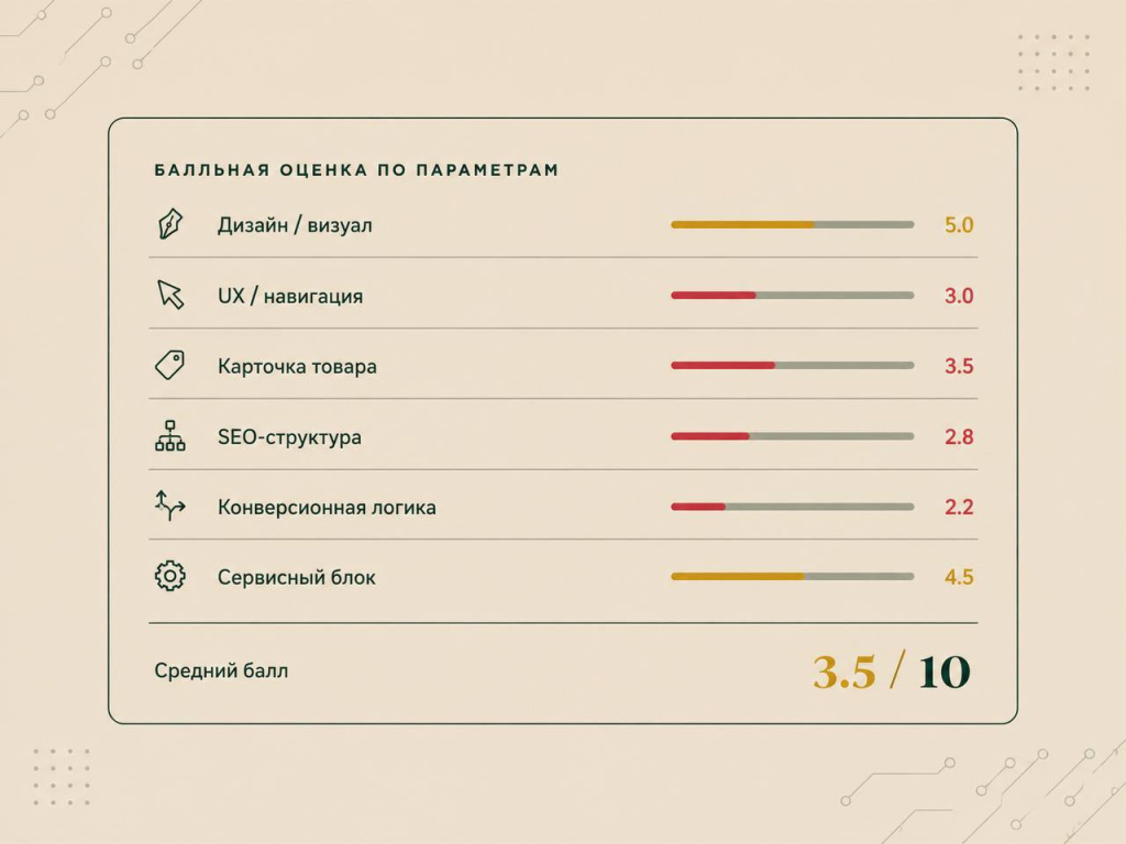 Балльная оценка по параметрам Балльная оценка по параметрам