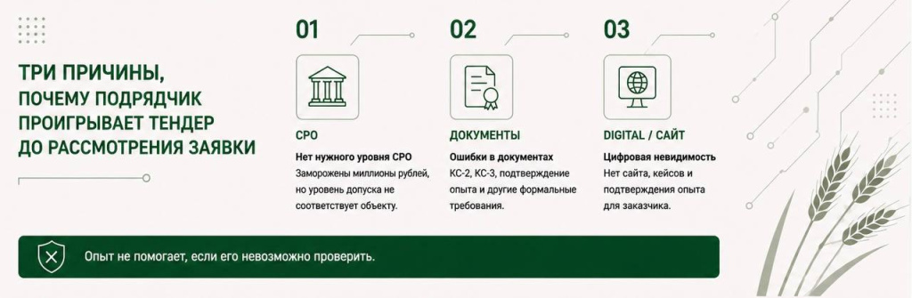 Три причины, почему подрядчик проигрывает тендер до рассмотрения заявки Три причины, почему подрядчик проигрывает тендер до рассмотрения заявки